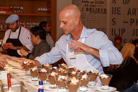 Brian Boitano working on the desserts