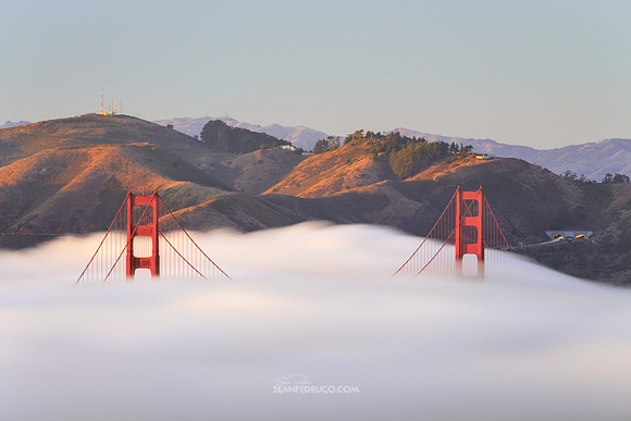 Bridge Glowing in Fog